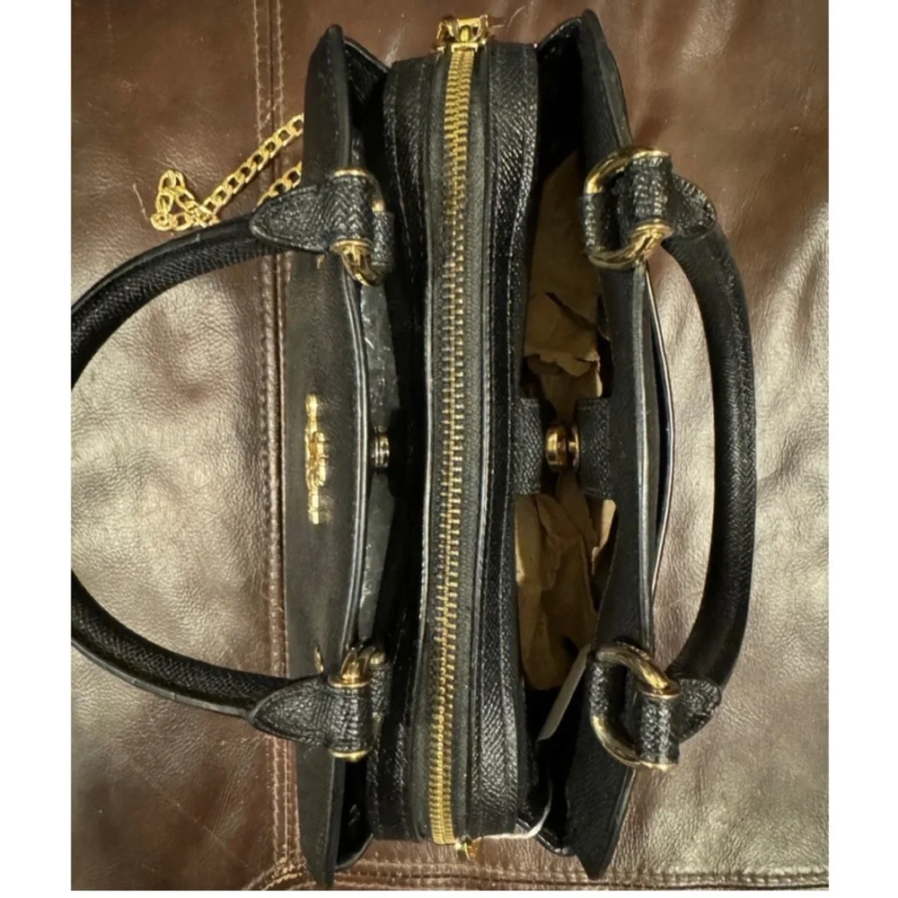 Coach Mini Lillie Carryall Black Pebbled Leather EUC - Picture 3 of 15